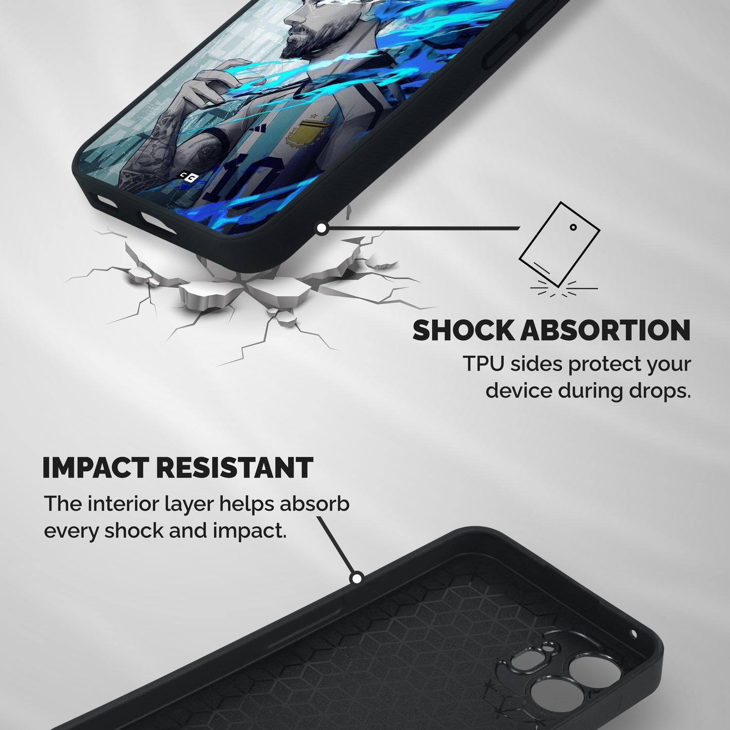 Electrifying Soccer Star Shockproof Hybrid Protection (Metal + TPU) Back Case Cover