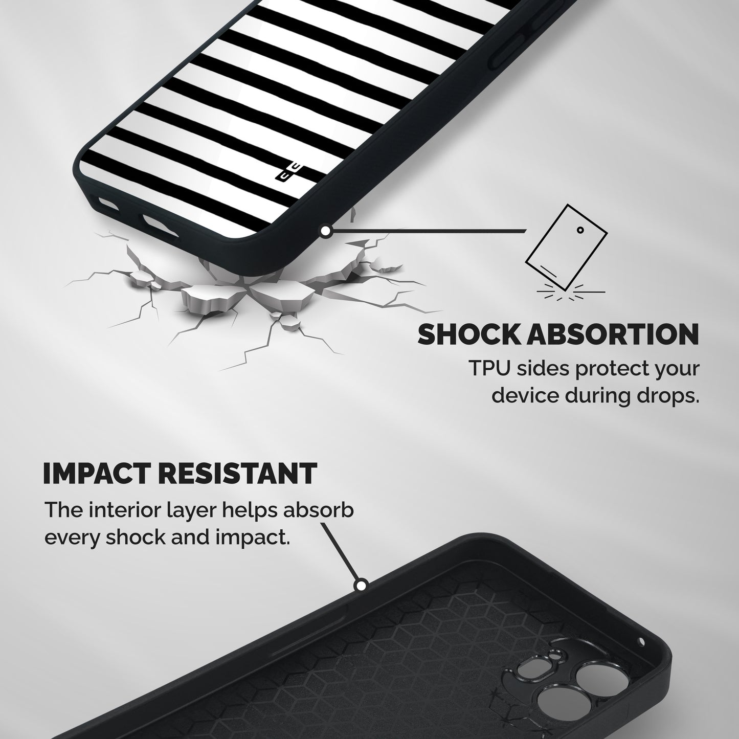 Elegant Basic Stripes Shockproof Hybrid Protection (Metal + TPU) Back Case Cover