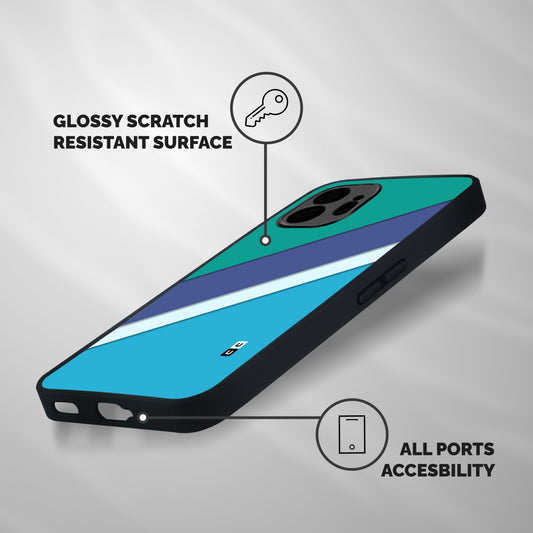 Elegant Colored Stripes Shockproof Hybrid Protection (Metal + TPU) Back Case Cover