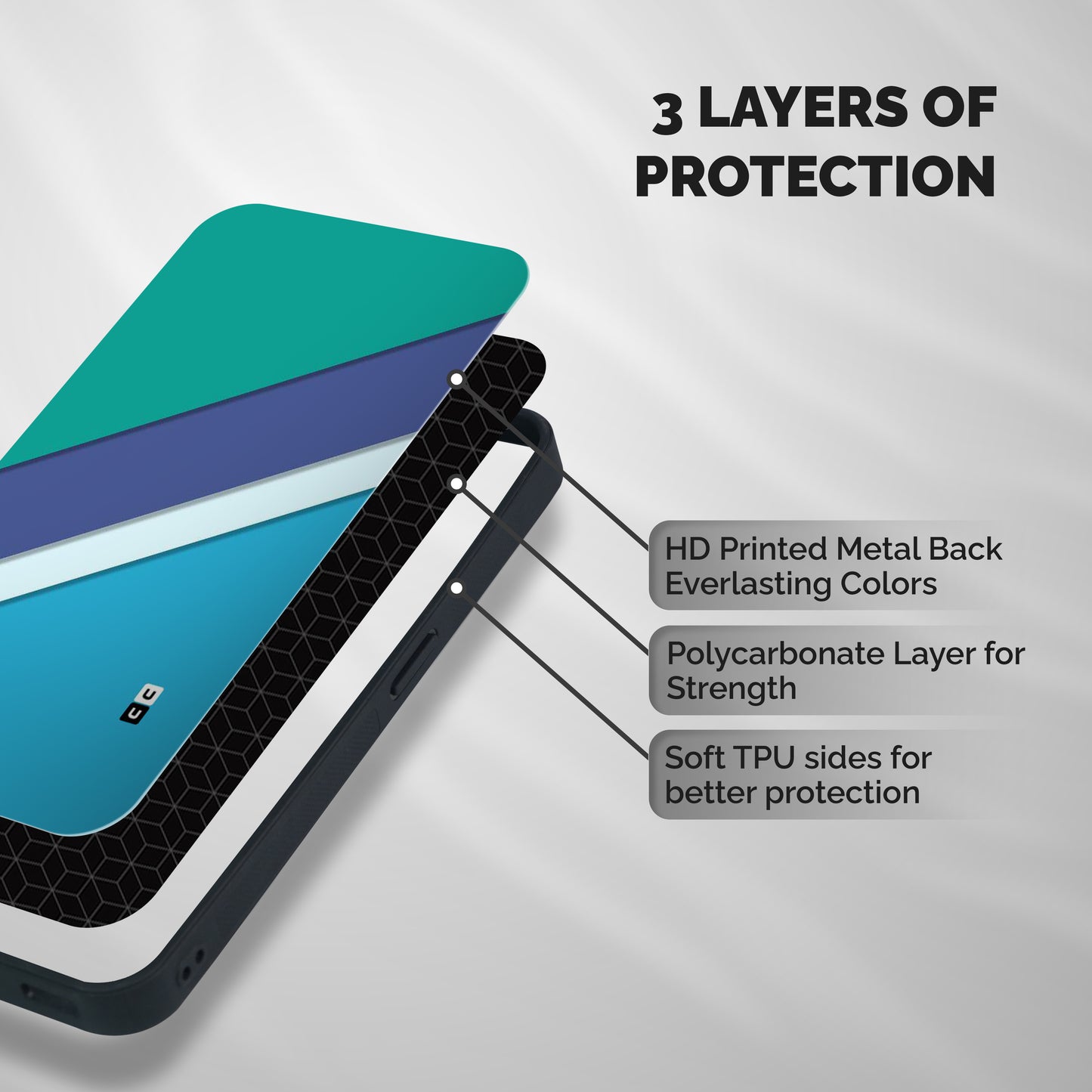 Elegant Colored Stripes Shockproof Hybrid Protection (Metal + TPU) Back Case Cover