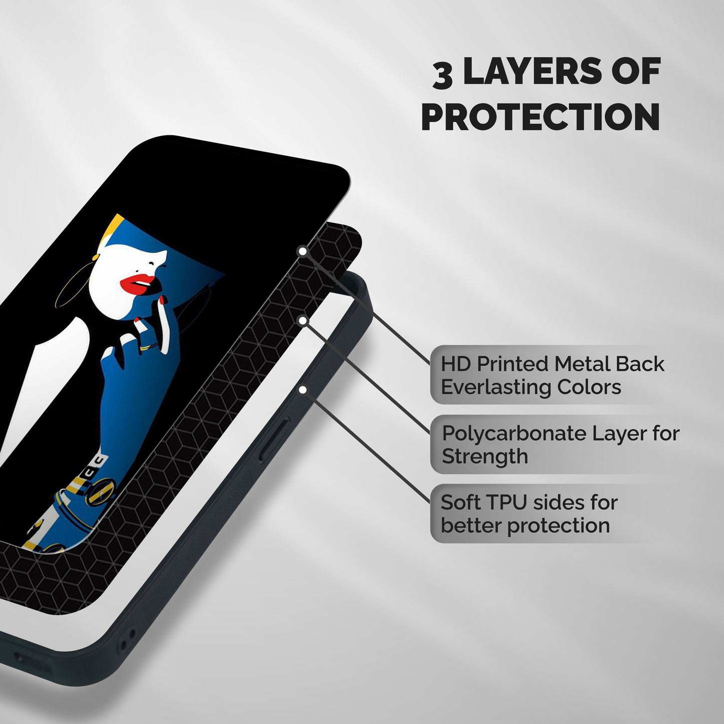 Elegant Woman Shockproof Hybrid Protection (Metal + TPU) Back Case Cover