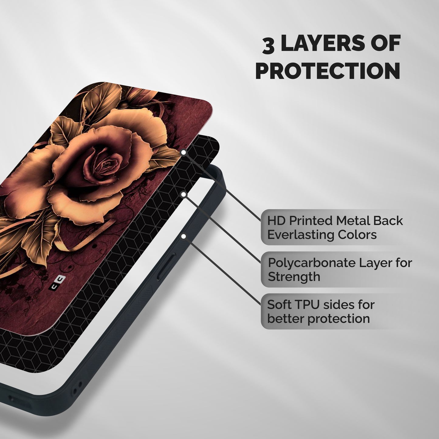 Elite Artsy Shockproof Hybrid Protection (Metal + TPU) Back Case Cover