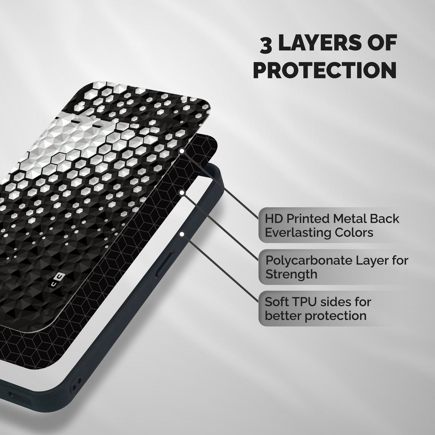 Elite Hexagonal Shockproof Hybrid Protection (Metal + TPU) Back Case Cover