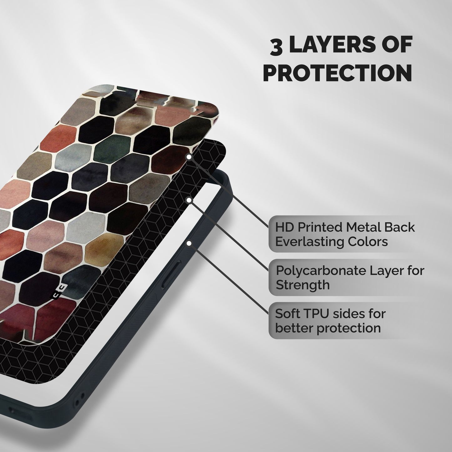 Elite Pastel Hexagons Shockproof Hybrid Protection (Metal + TPU) Back Case Cover