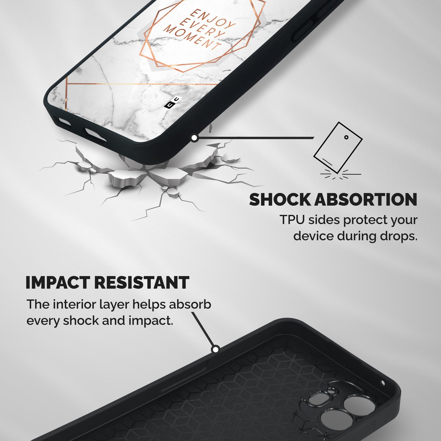 Enjoy Every Moment Shockproof Hybrid Protection (Metal + TPU) Back Case Cover