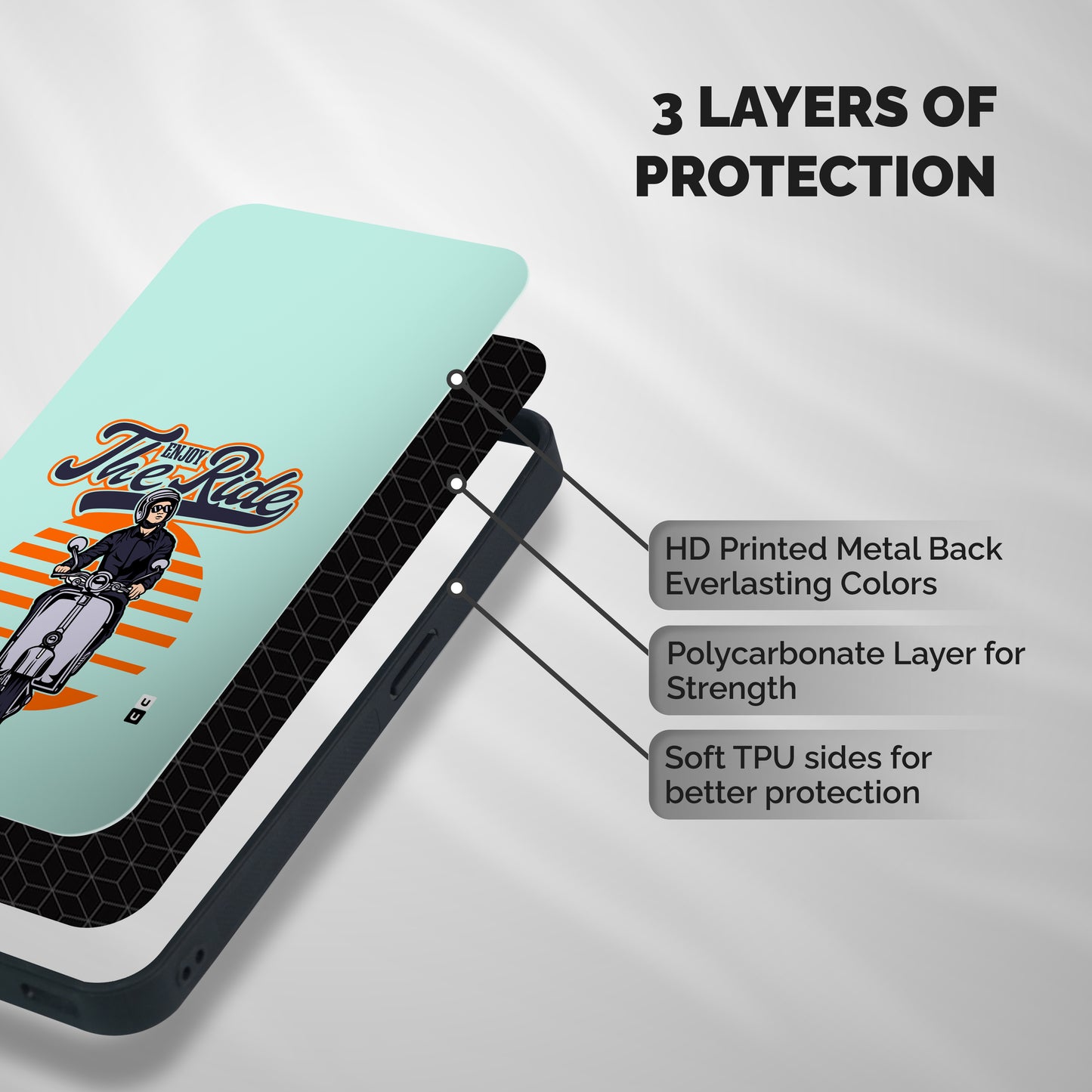 Enjoy The Ride Shockproof Hybrid Protection (Metal + TPU) Back Case Cover