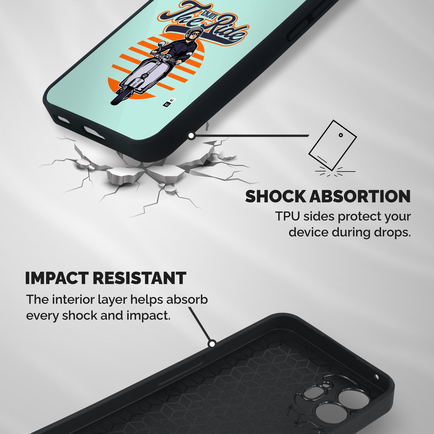 Enjoy The Ride Shockproof Hybrid Protection (Metal + TPU) Back Case Cover