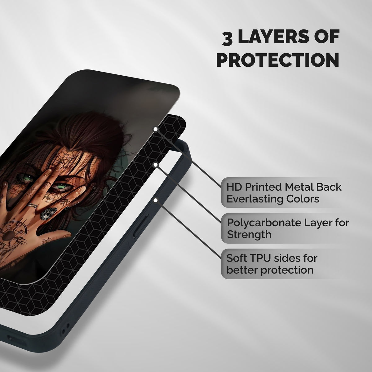 Eren Yeager Illustration Shockproof Hybrid Protection (Metal + TPU) Back Case Cover