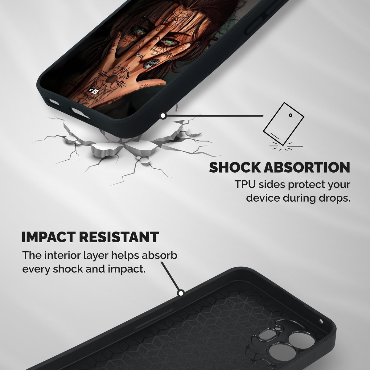 Eren Yeager Illustration Shockproof Hybrid Protection (Metal + TPU) Back Case Cover