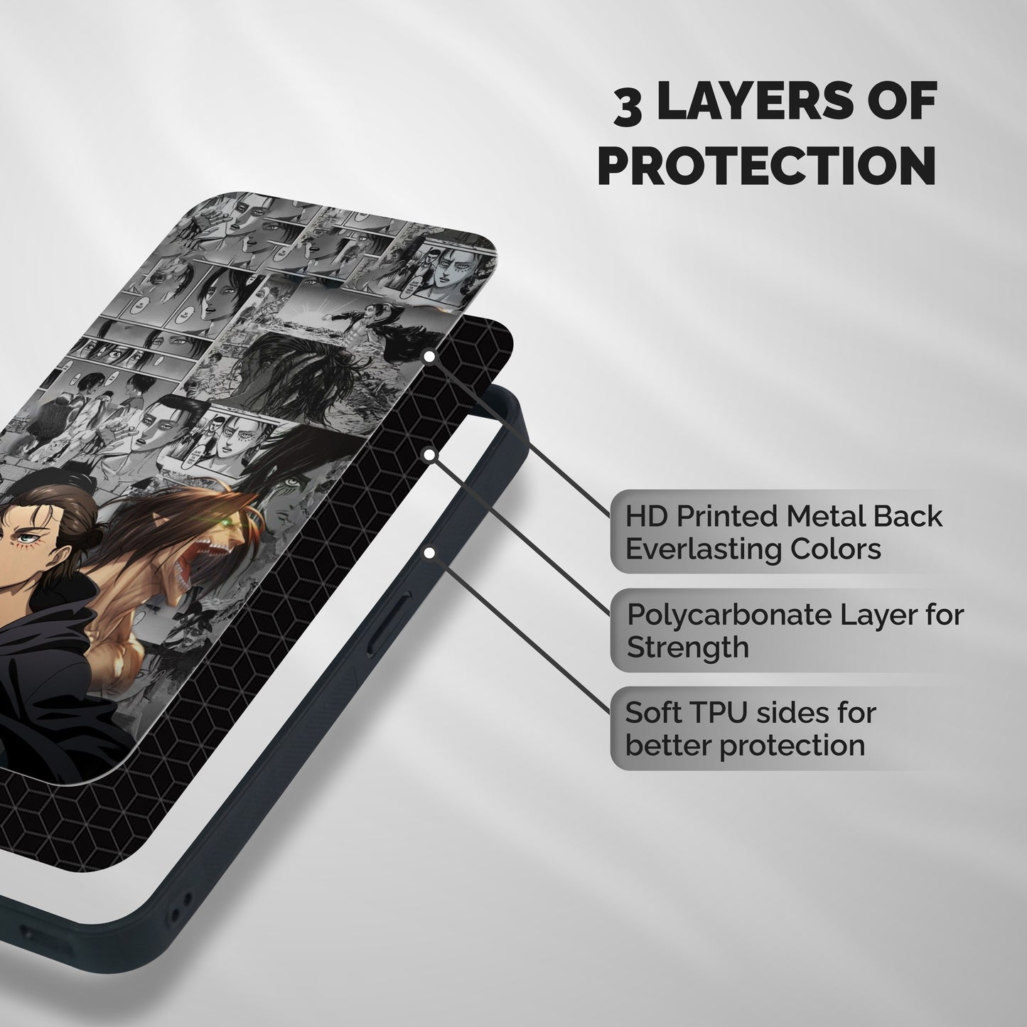 Eren Yeager Manga Shockproof Hybrid Protection (Metal + TPU) Back Case Cover
