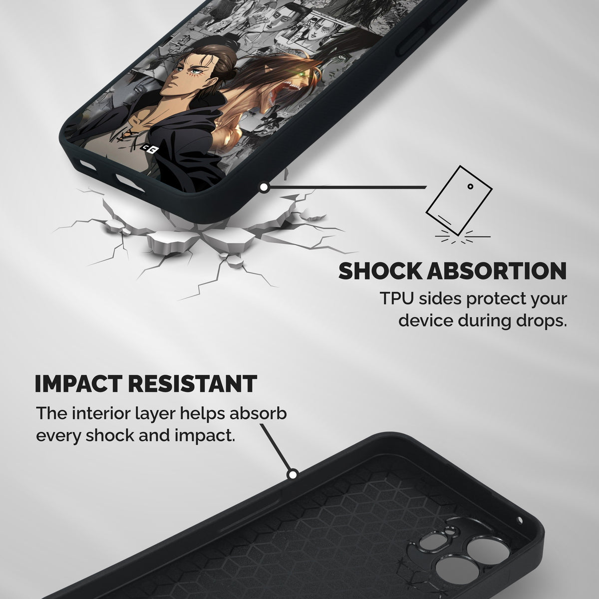 Eren Yeager Manga Shockproof Hybrid Protection (Metal + TPU) Back Case Cover