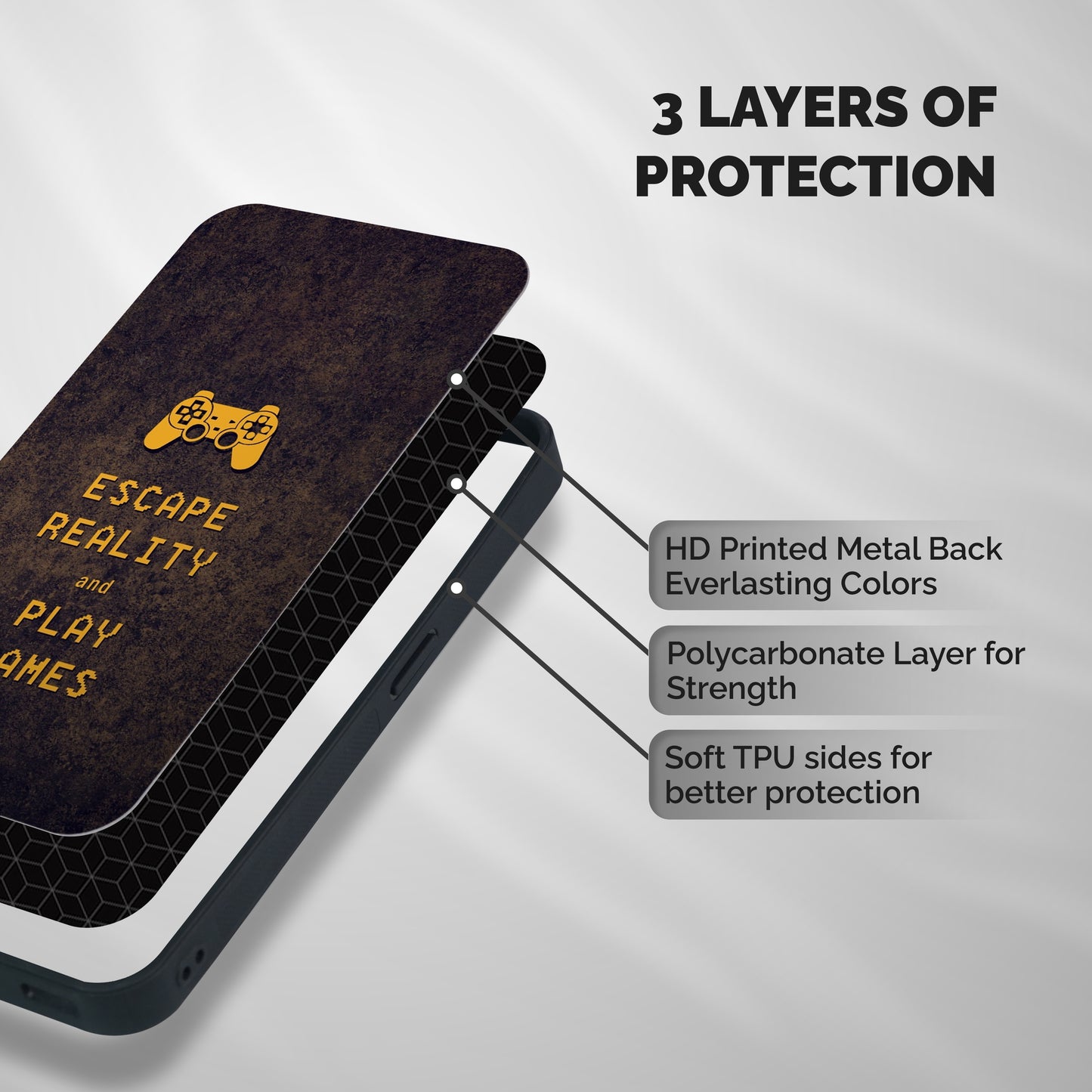 Escape Reality Shockproof Hybrid Protection (Metal + TPU) Back Case Cover