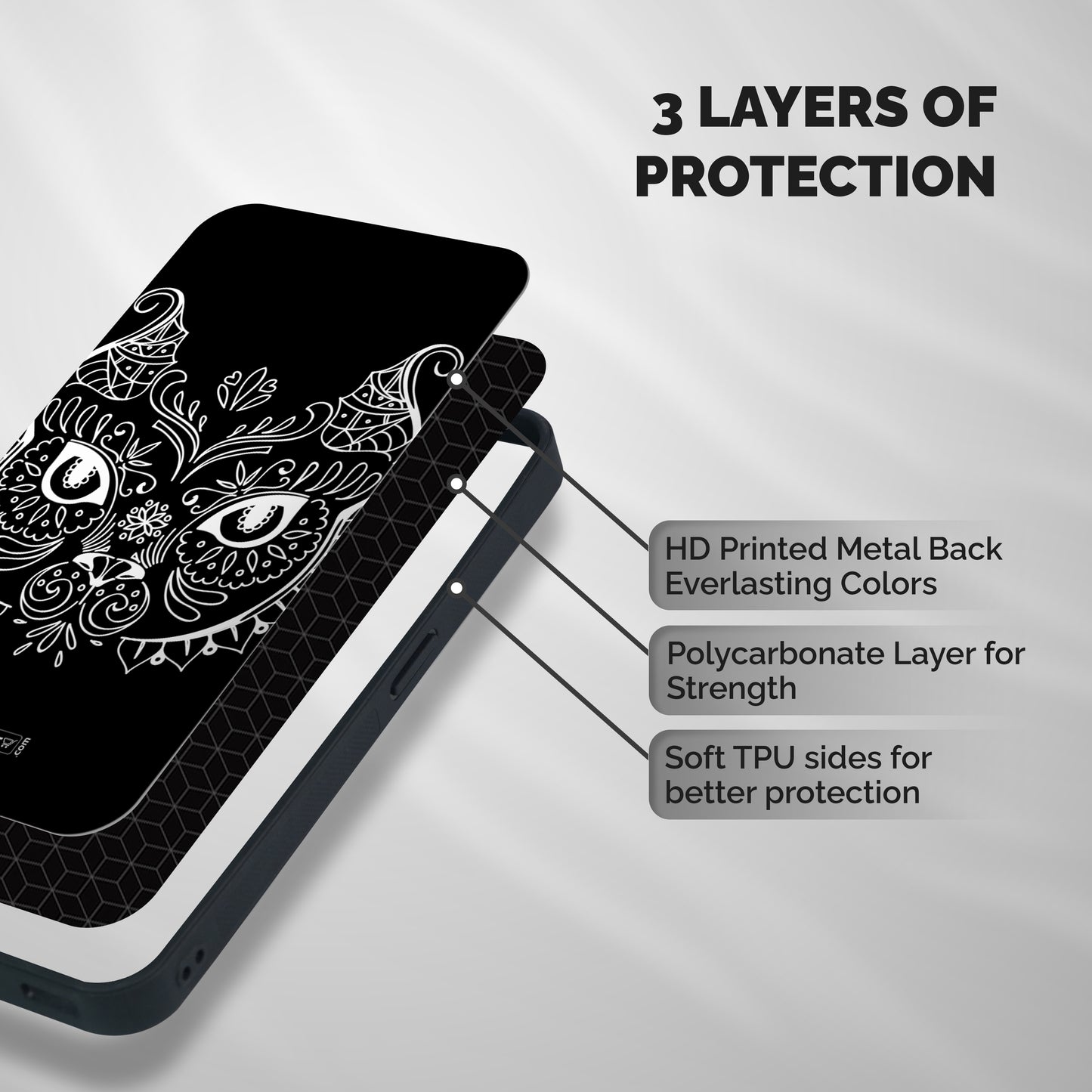 Ethnic Cat Design Shockproof Hybrid Protection (Metal + TPU) Back Case Cover