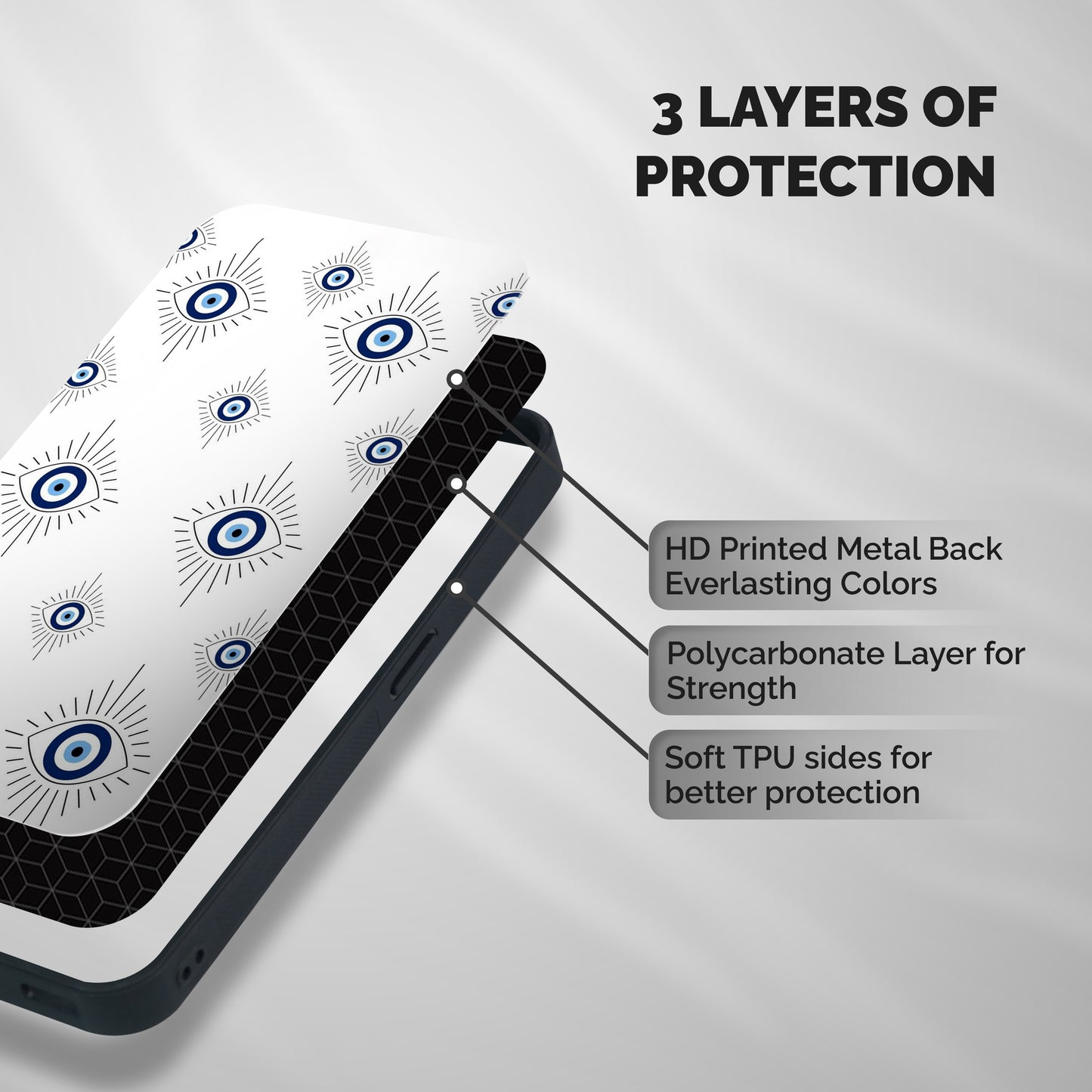 Evil Eye Wall Shockproof Hybrid Protection (Metal + TPU) Back Case Cover