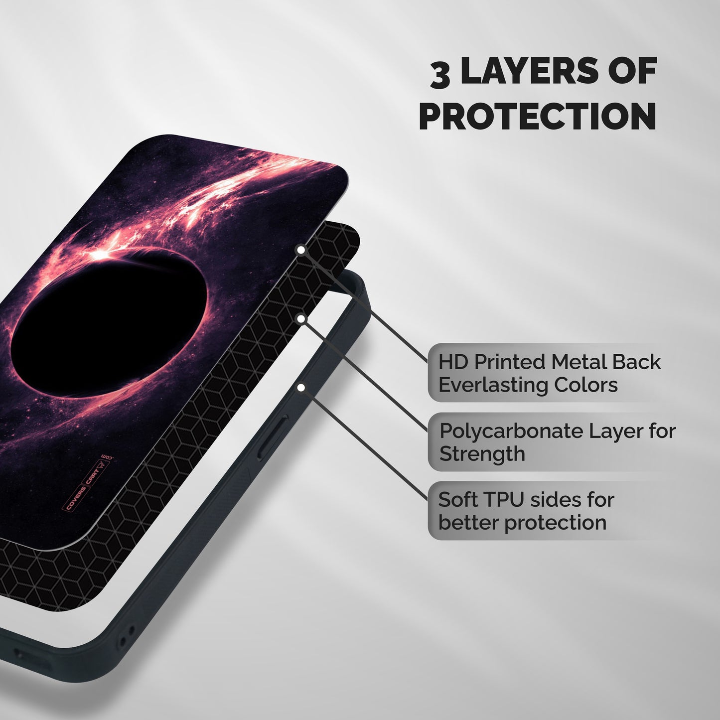 Exotic Design Shockproof Hybrid Protection (Metal + TPU) Back Case Cover