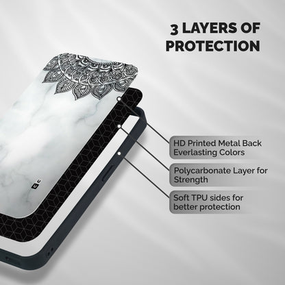 Exotic Marble Pattern Shockproof Hybrid Protection (Metal + TPU) Back Case Cover