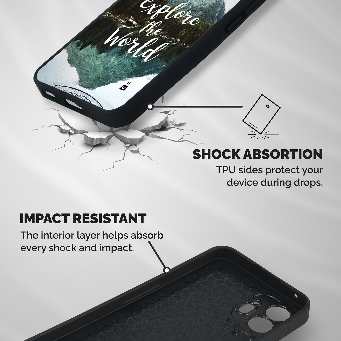 Explore The World Shockproof Hybrid Protection (Metal + TPU) Back Case Cover
