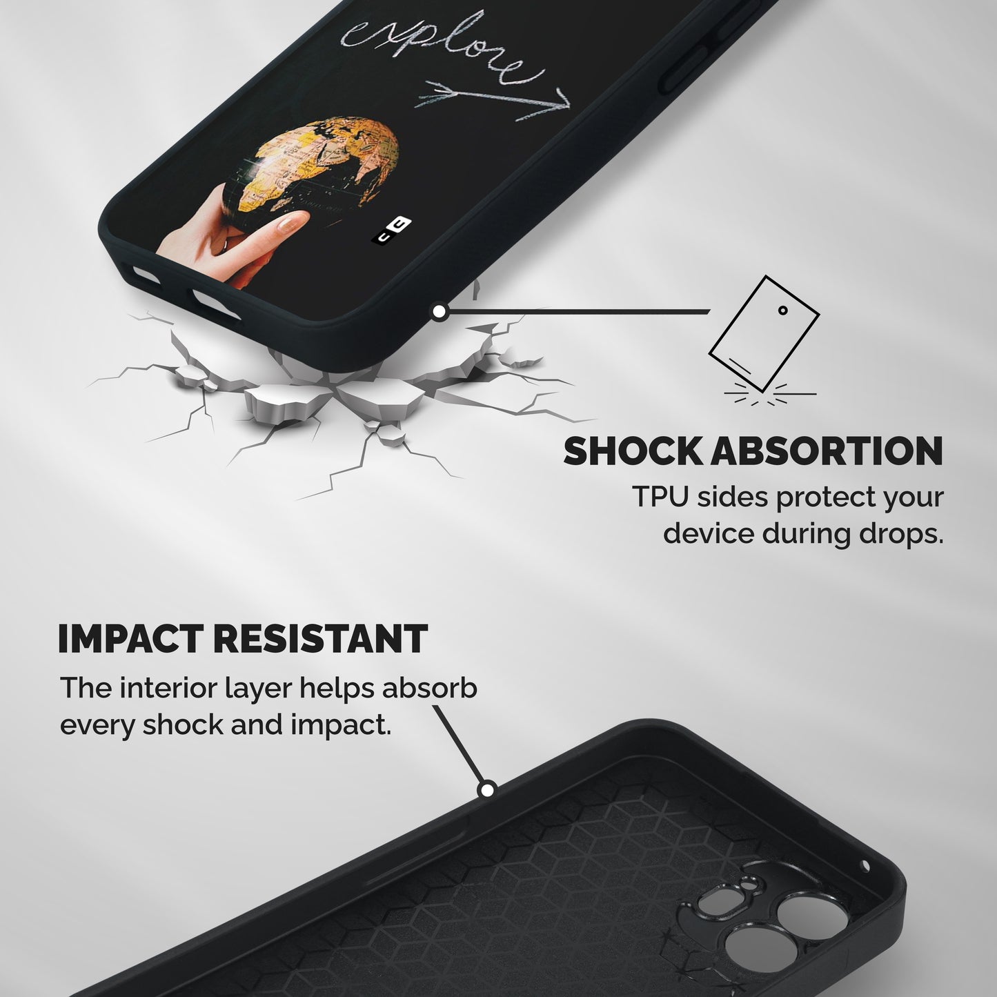 Explore World Shockproof Hybrid Protection (Metal + TPU) Back Case Cover