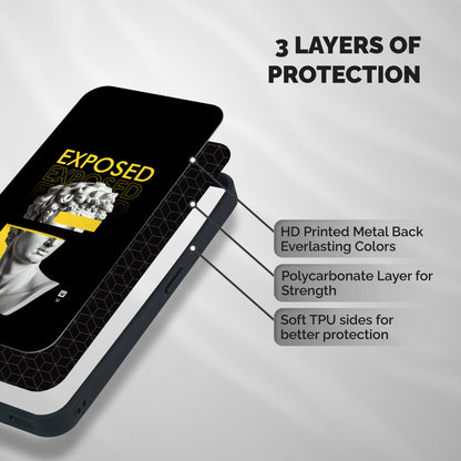 Exposed Sculpture Shockproof Hybrid Protection (Metal + TPU) Back Case Cover