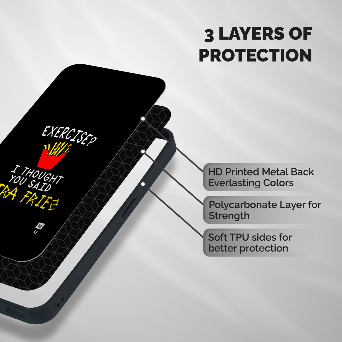 Extra Fries Shockproof Hybrid Protection (Metal + TPU) Back Case Cover