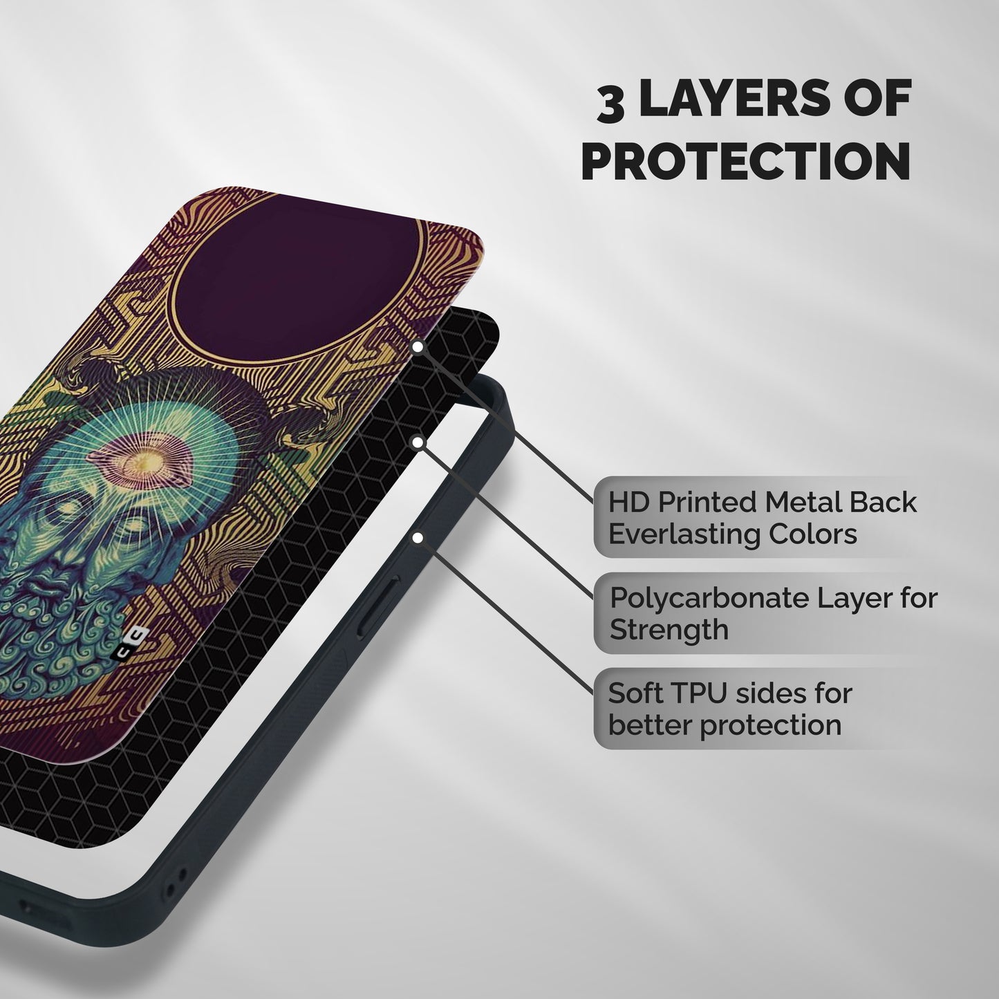 Eye Design Shockproof Hybrid Protection (Metal + TPU) Back Case Cover