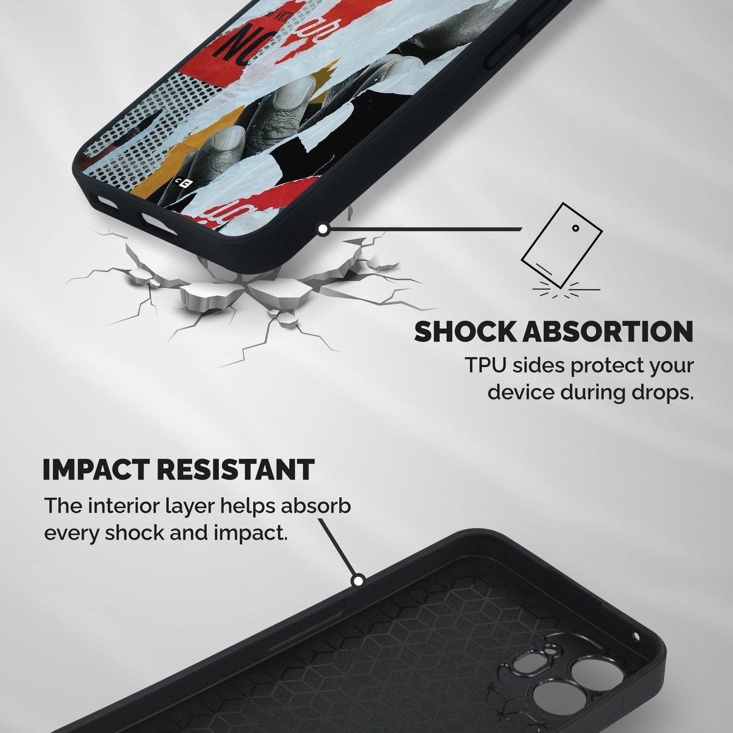 Fabulous Paper Cutout Shockproof Hybrid Protection (Metal + TPU) Back Case Cover