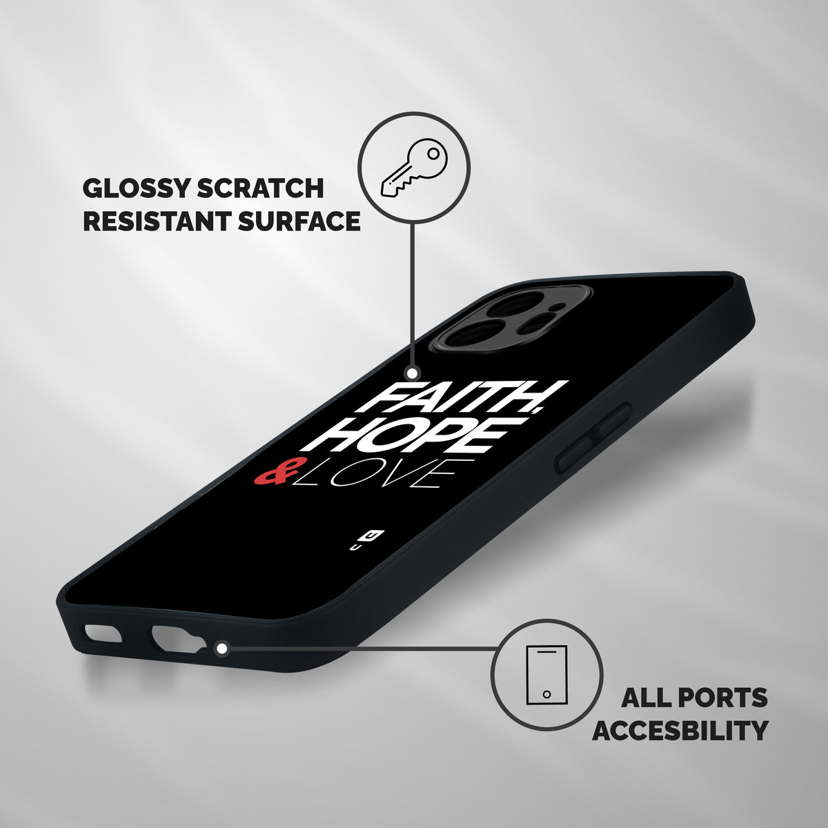 Faith Hope and Love Typography Shockproof Hybrid Protection (Metal + TPU) Back Case Cover
