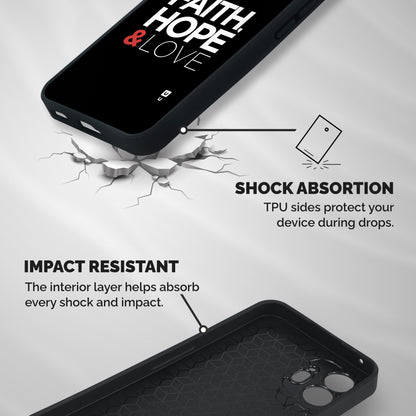 Faith Hope and Love Typography Shockproof Hybrid Protection (Metal + TPU) Back Case Cover