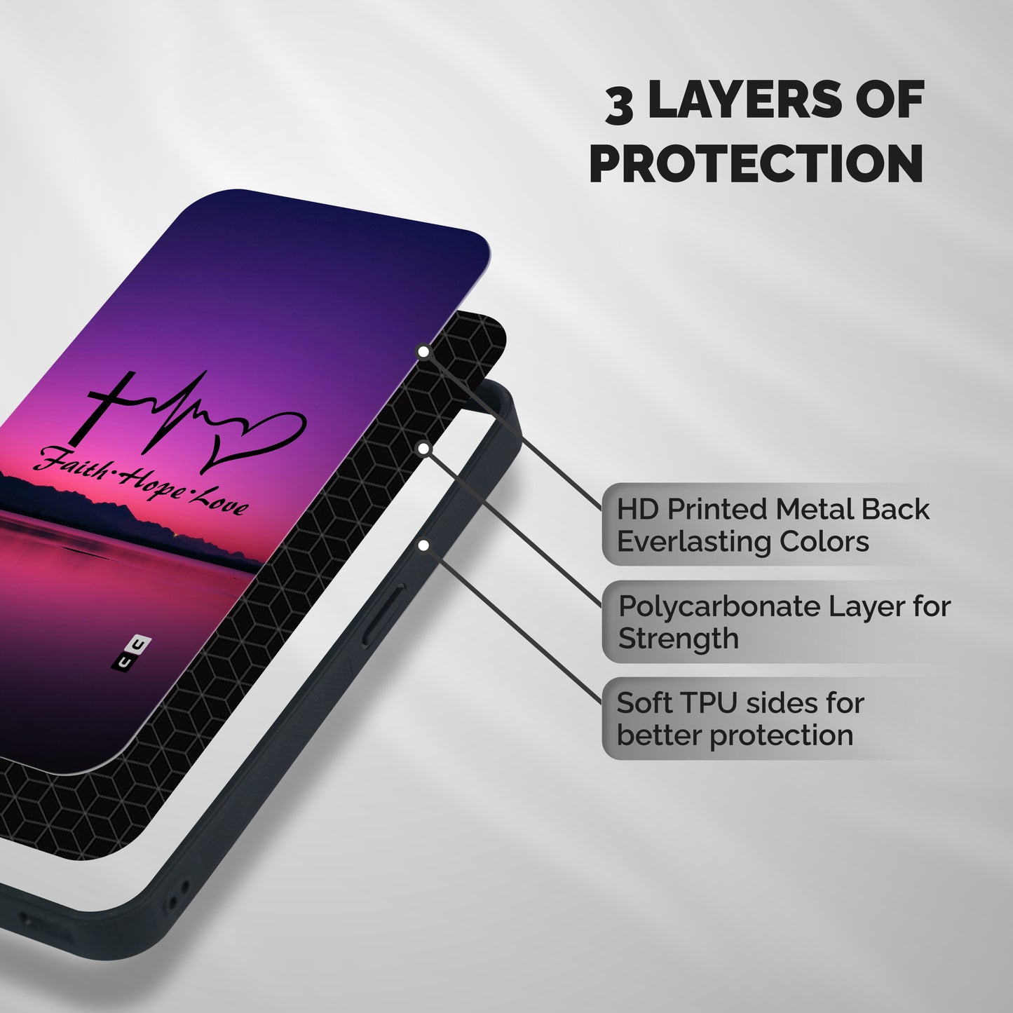 Faith Hope Love Evening Sky Shockproof Hybrid Protection (Metal + TPU) Back Case Cover