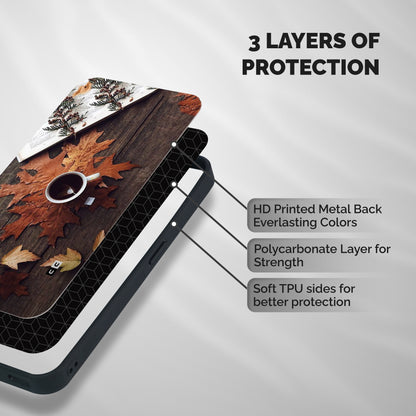 Fall Leaf Coffee Shockproof Hybrid Protection (Metal + TPU) Back Case Cover