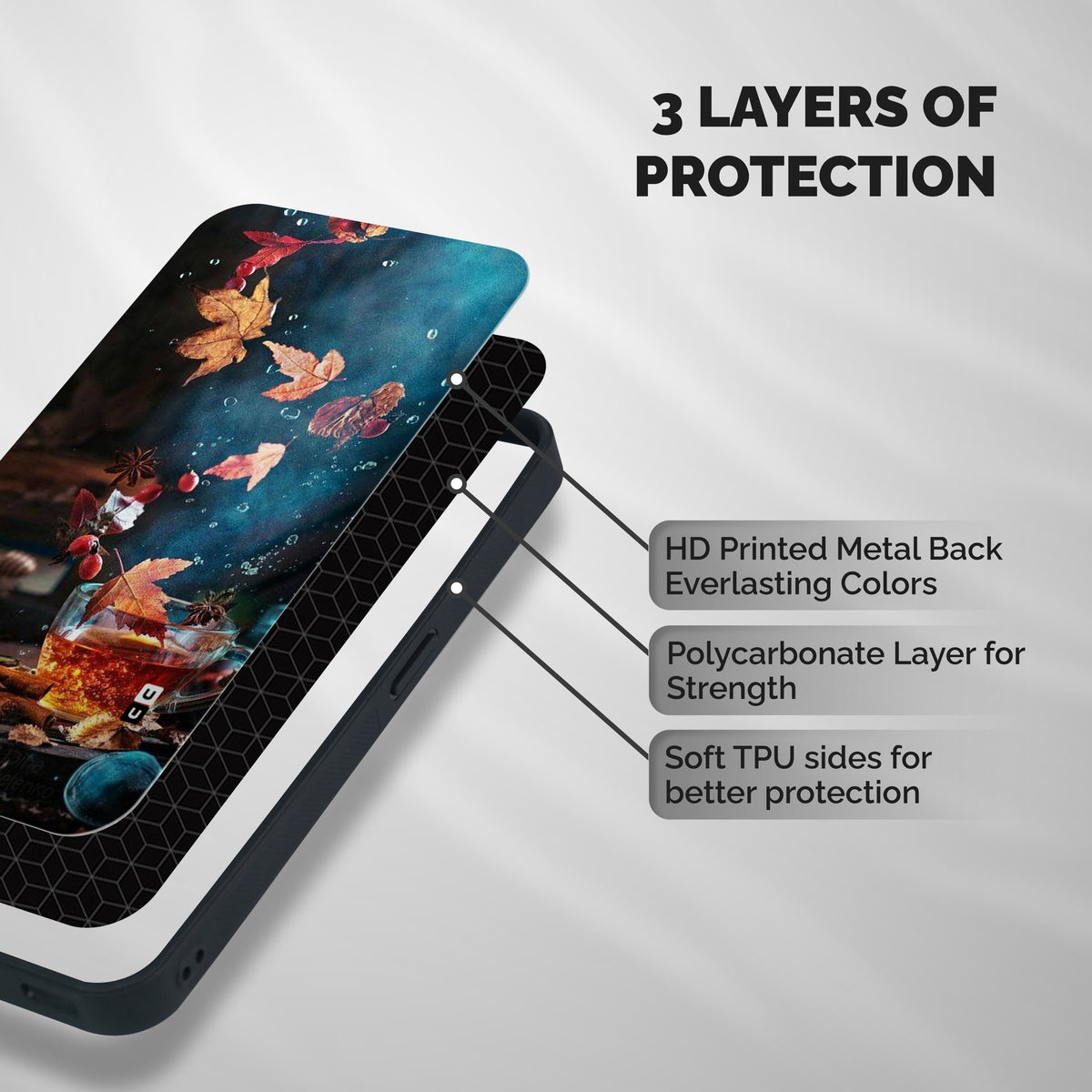Falling Leaves Tea Shockproof Hybrid Protection (Metal + TPU) Back Case Cover