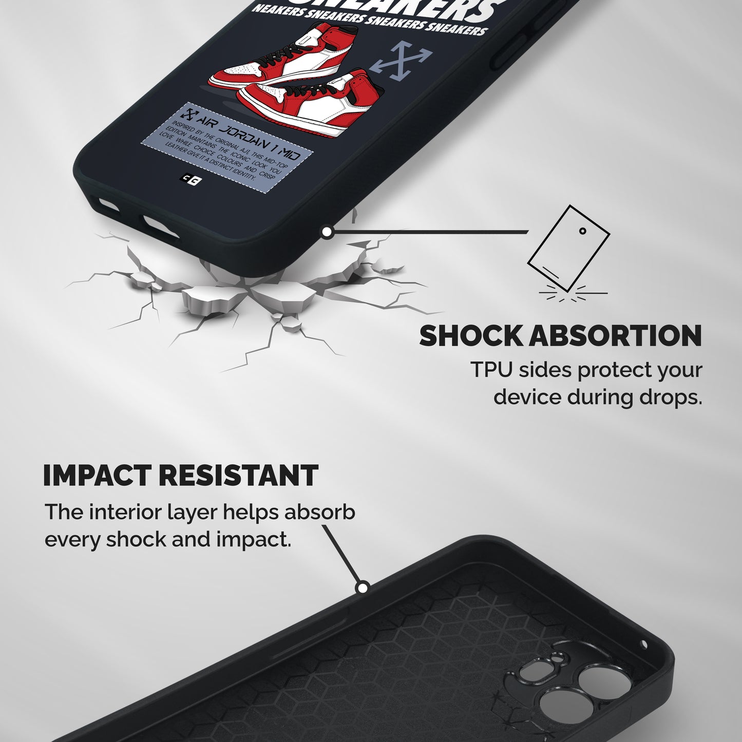 Fantastic Air Shoes Shockproof Hybrid Protection (Metal + TPU) Back Case Cover