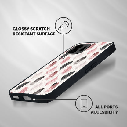 Feather Line Pattern Shockproof Hybrid Protection (Metal + TPU) Back Case Cover