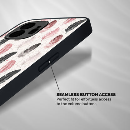 Feather Line Pattern Shockproof Hybrid Protection (Metal + TPU) Back Case Cover