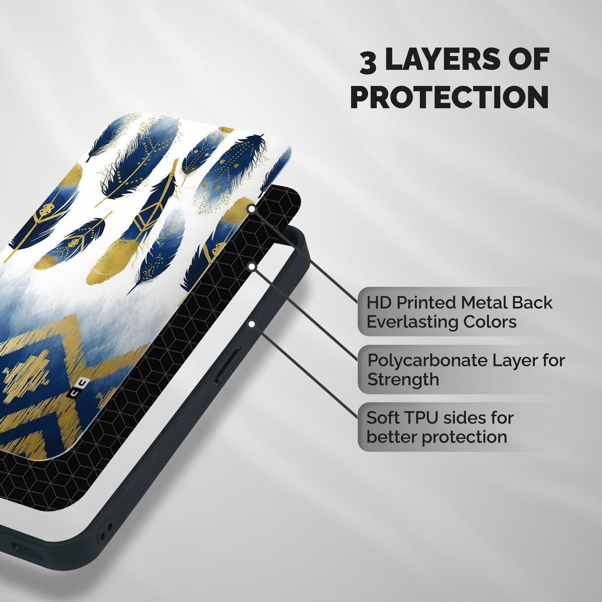 Feathers Beauty Shockproof Hybrid Protection (Metal + TPU) Back Case Cover