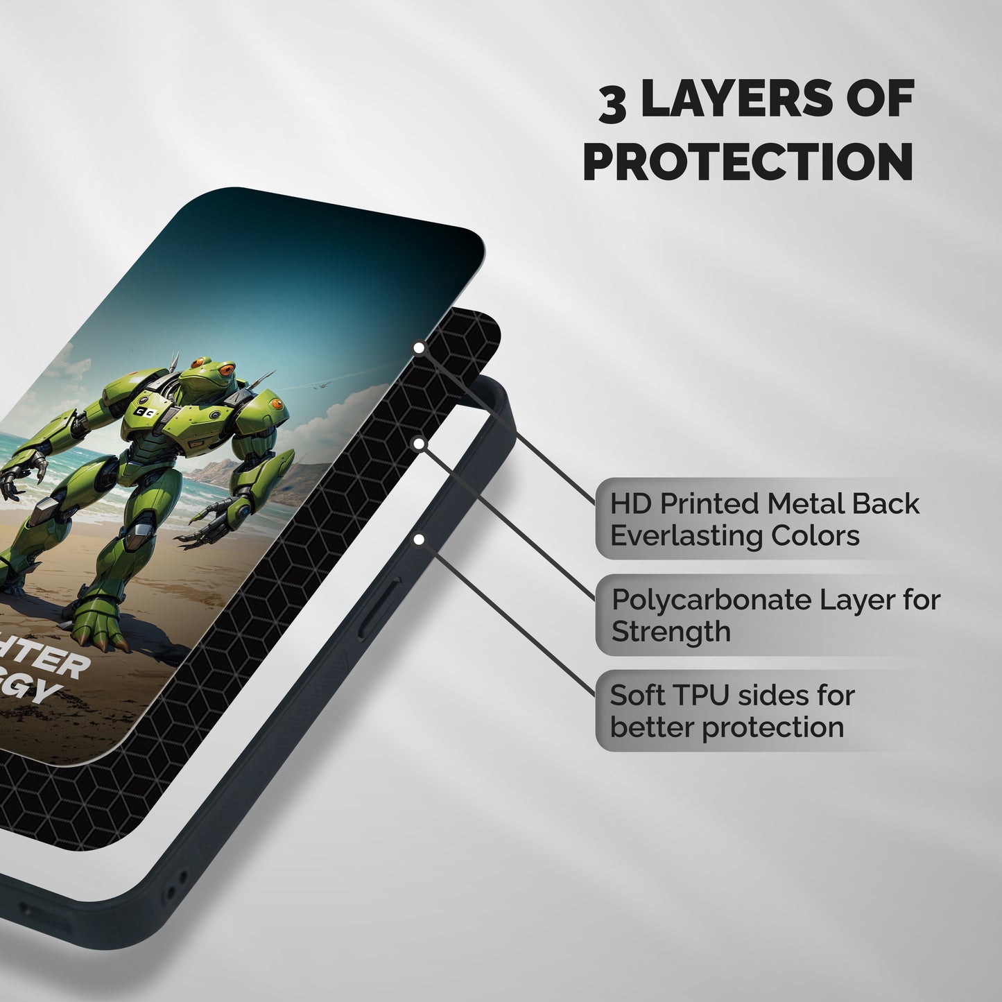 Fighter Froggy Shockproof Hybrid Protection (Metal + TPU) Back Case Cover