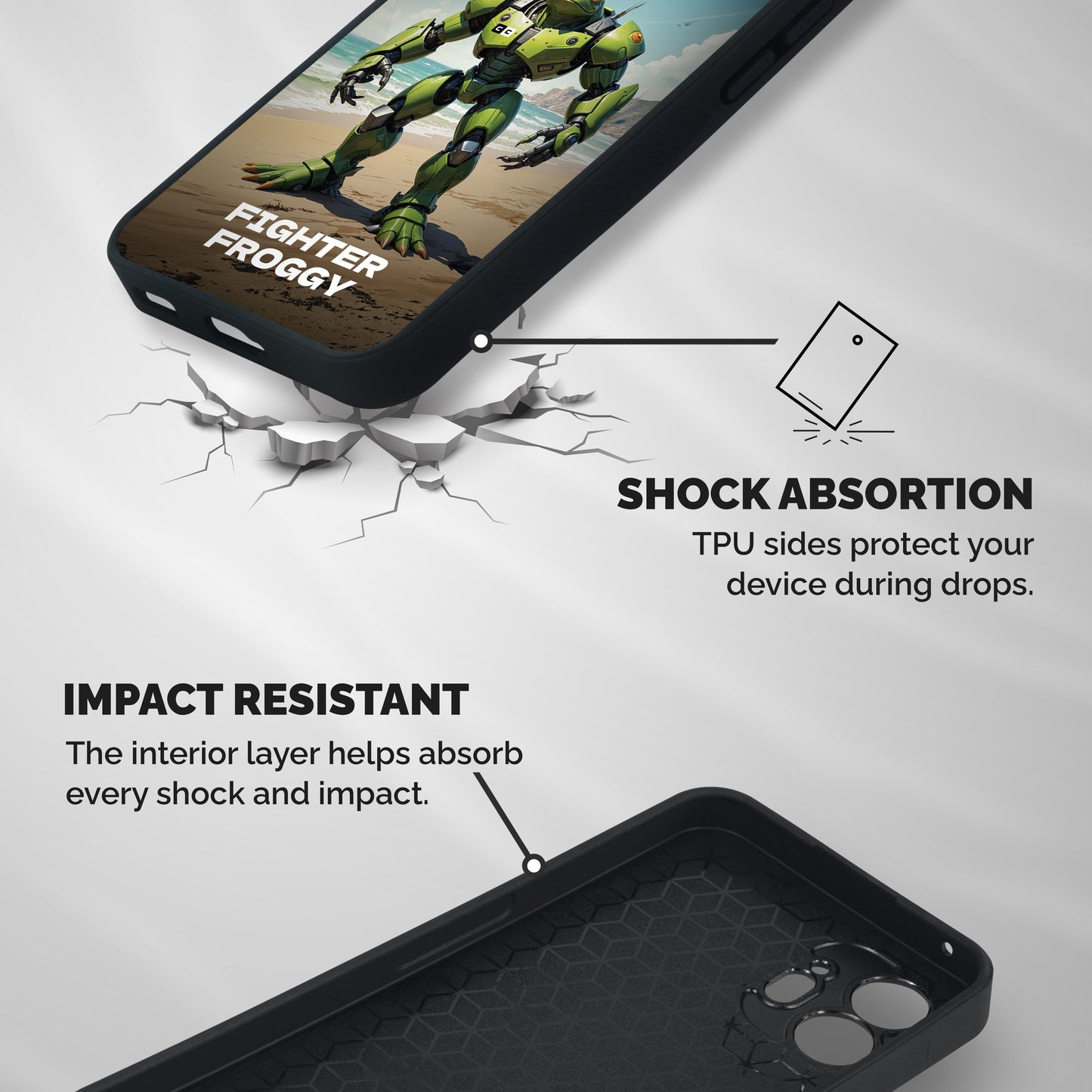 Fighter Froggy Shockproof Hybrid Protection (Metal + TPU) Back Case Cover