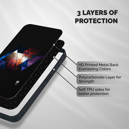 Fire Galaxy Triangles Shockproof Hybrid Protection (Metal + TPU) Back Case Cover