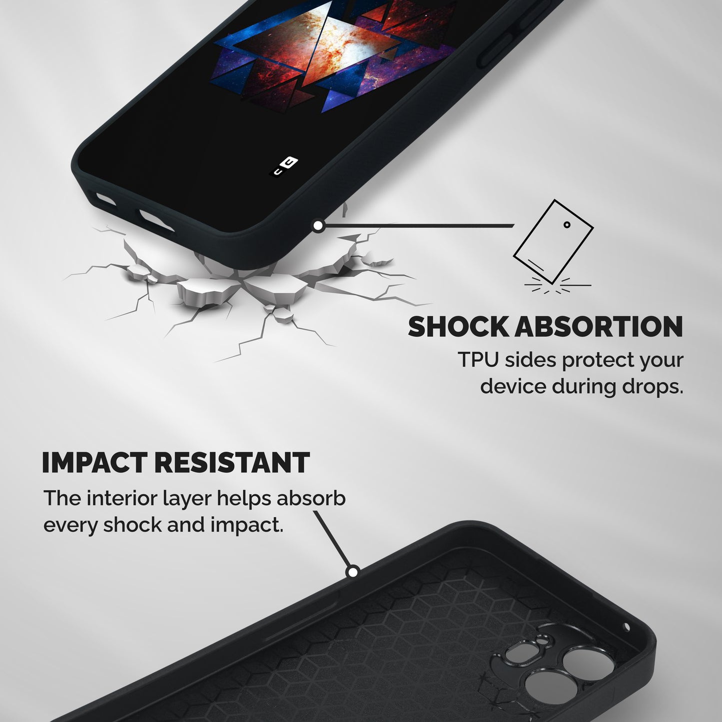 Fire Galaxy Triangles Shockproof Hybrid Protection (Metal + TPU) Back Case Cover
