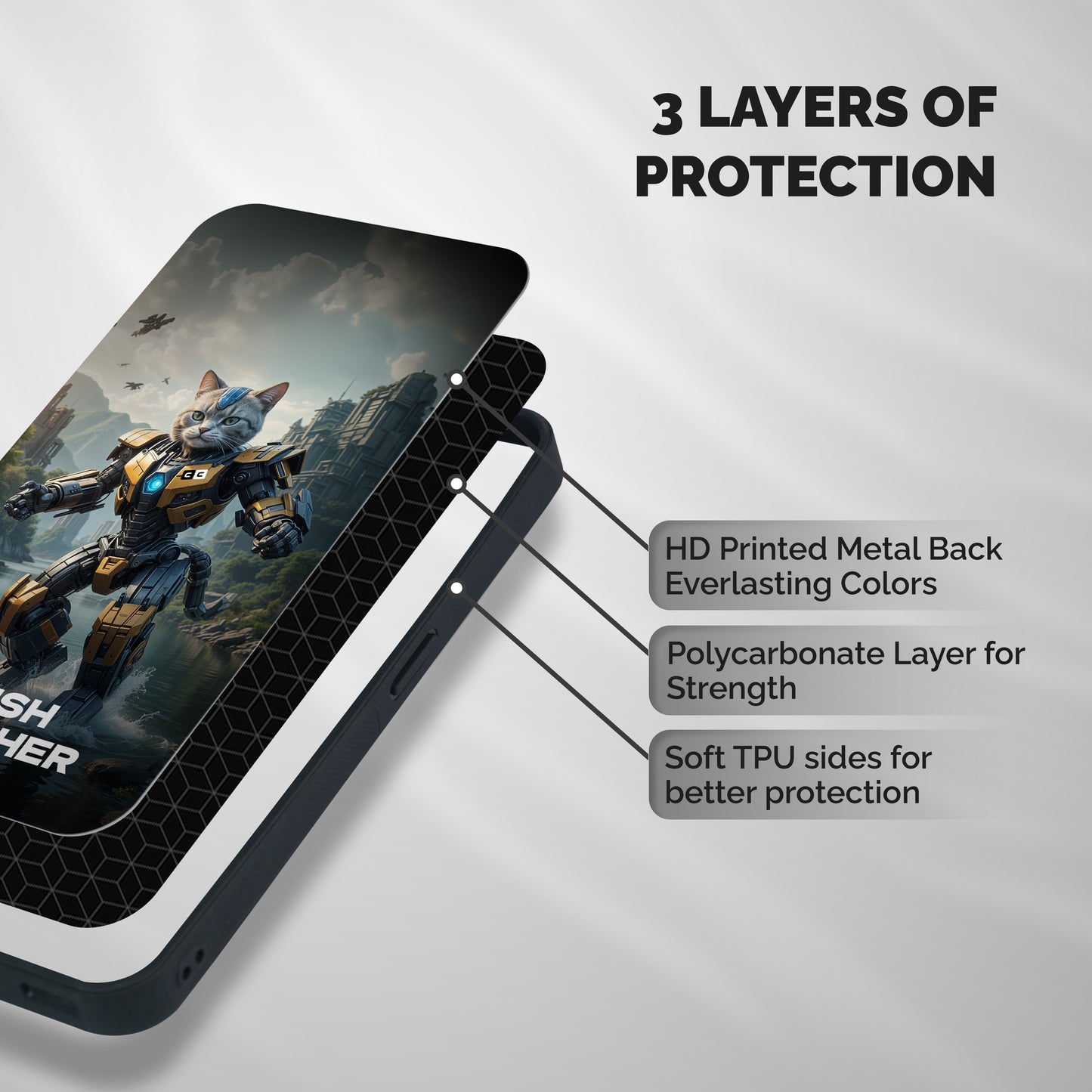 Fish Catcher Shockproof Hybrid Protection (Metal + TPU) Back Case Cover