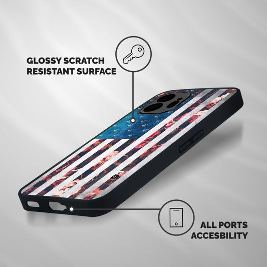 Flag Stripes Shockproof Hybrid Protection (Metal + TPU) Back Case Cover