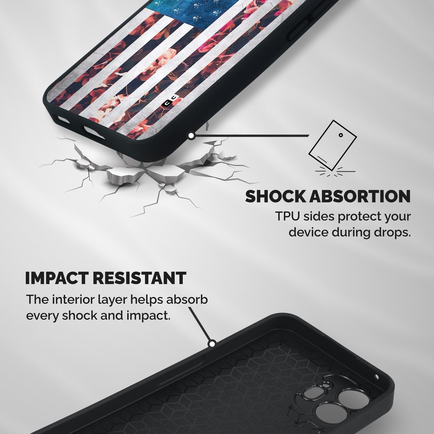Flag Stripes Shockproof Hybrid Protection (Metal + TPU) Back Case Cover