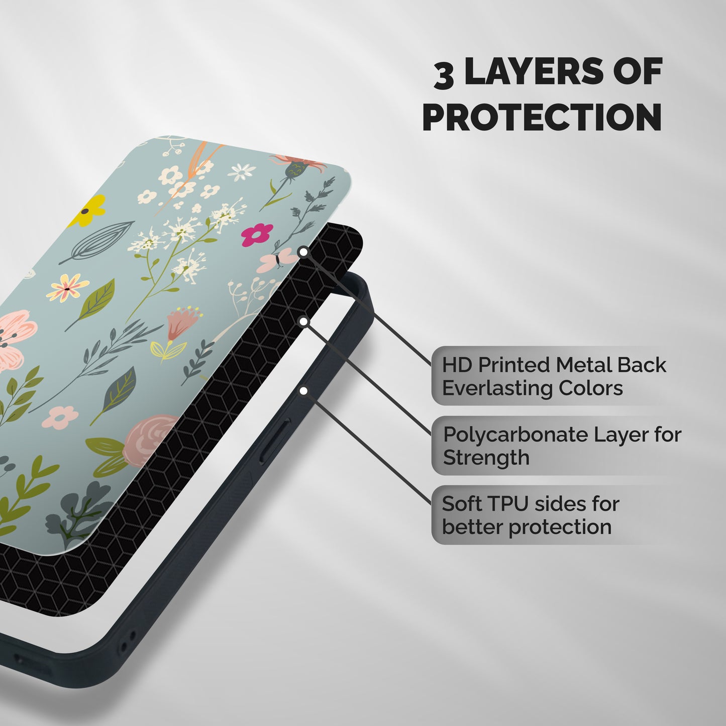 Flawless Flowers Shockproof Hybrid Protection (Metal + TPU) Back Case Cover