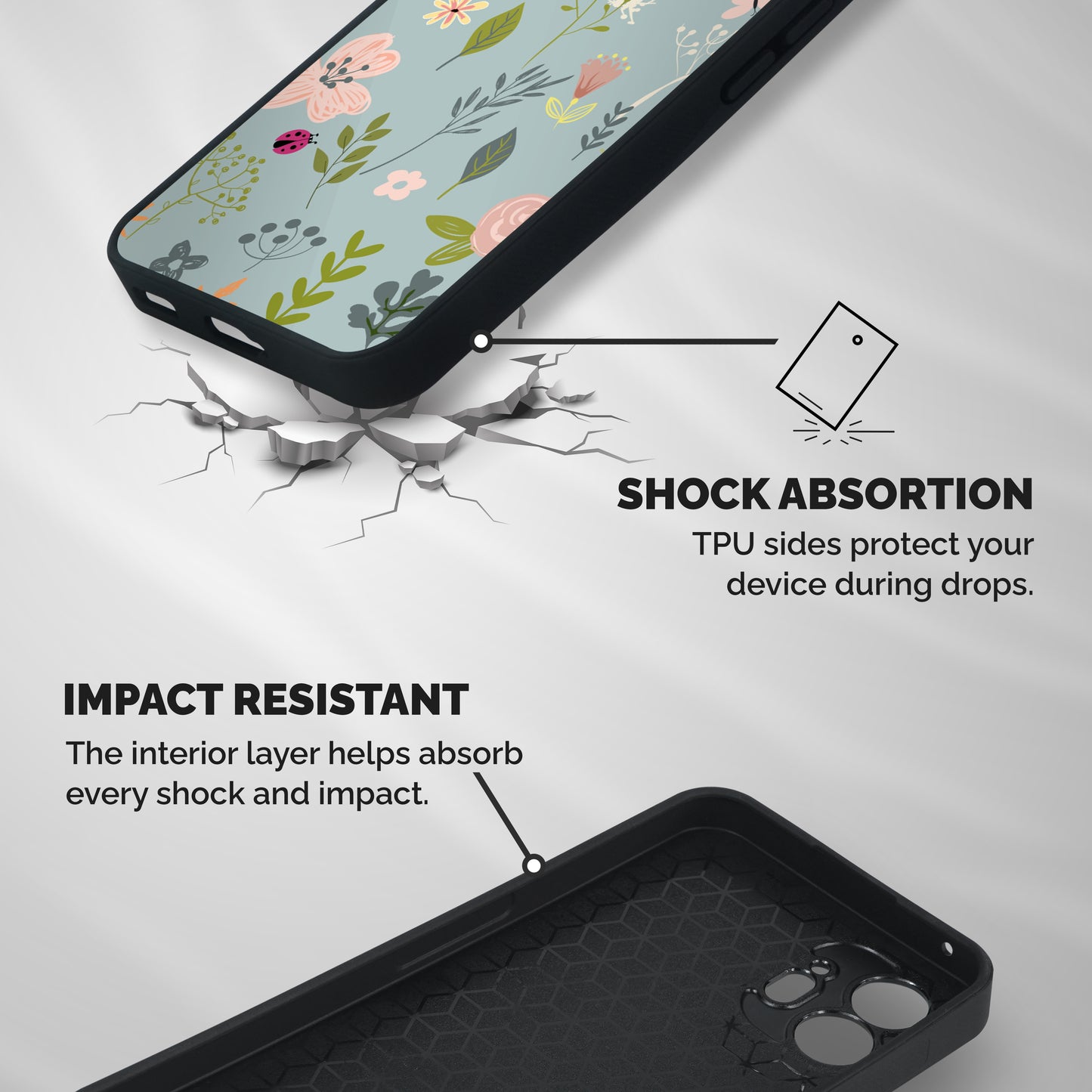 Flawless Flowers Shockproof Hybrid Protection (Metal + TPU) Back Case Cover