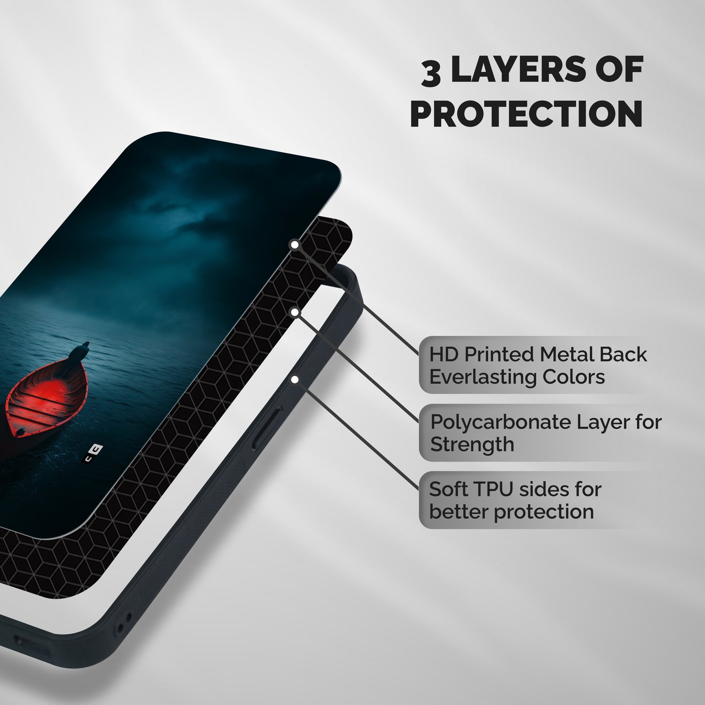 Floating Boat Shockproof Hybrid Protection (Metal + TPU) Back Case Cover