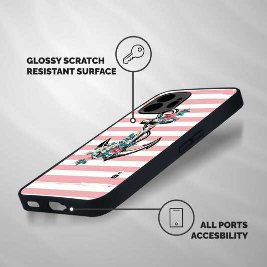 Floral Anchor Shockproof Hybrid Protection (Metal + TPU) Back Case Cover