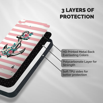 Floral Anchor Shockproof Hybrid Protection (Metal + TPU) Back Case Cover