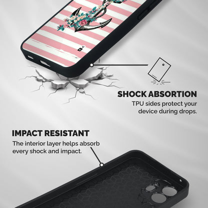 Floral Anchor Shockproof Hybrid Protection (Metal + TPU) Back Case Cover