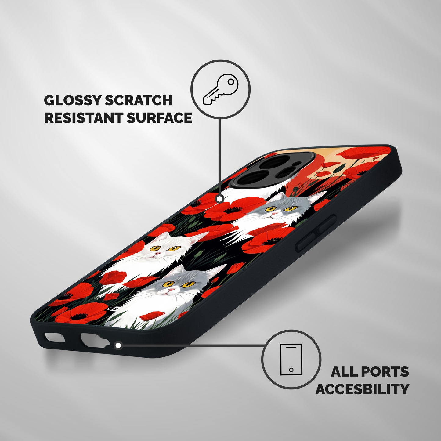 Floral Cat Shockproof Hybrid Protection (Metal + TPU) Back Case Cover
