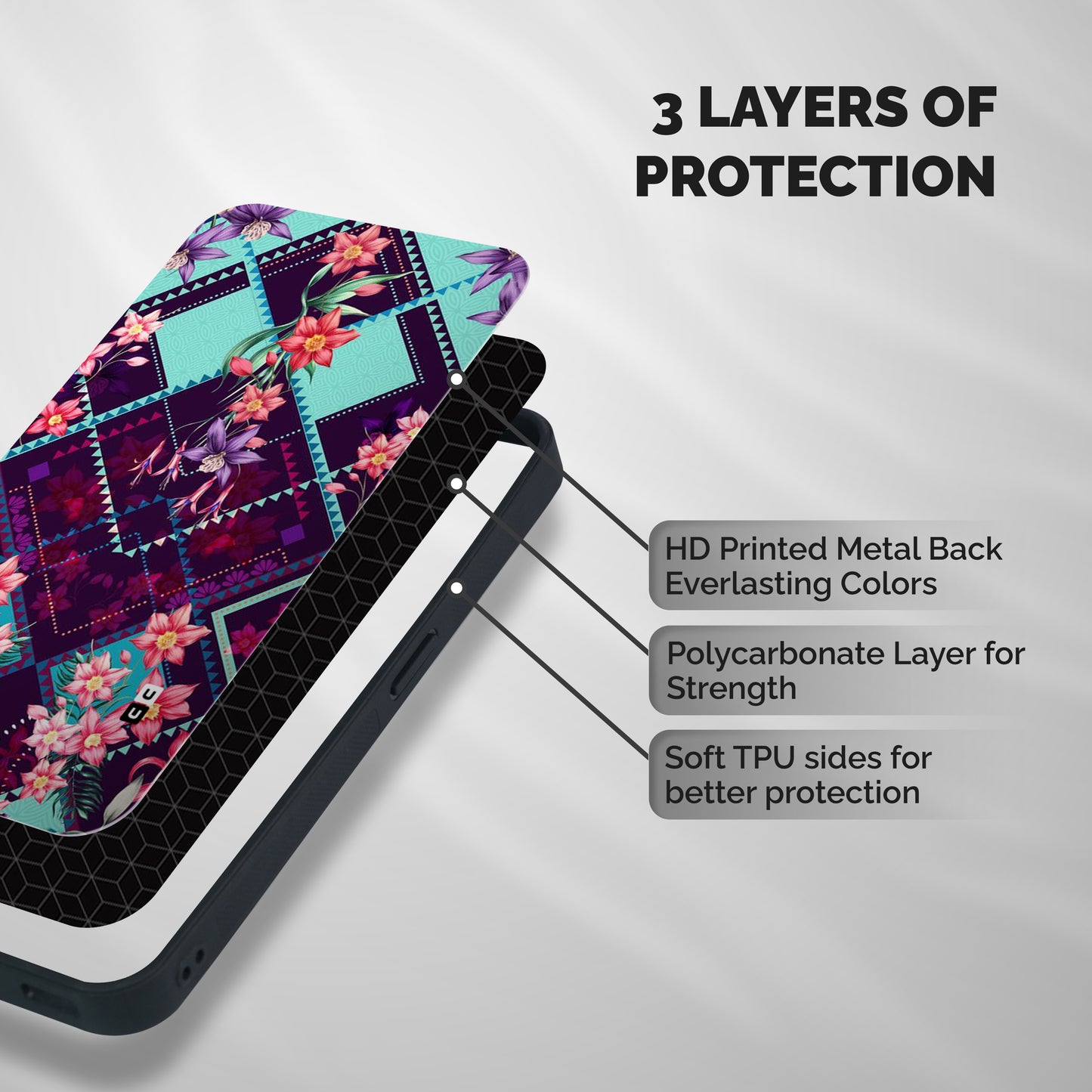 Floral Diamonds Shockproof Hybrid Protection (Metal + TPU) Back Case Cover